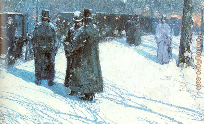 childe hassam Cab Stand at Night